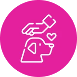 Dog and hand illustration on pink background